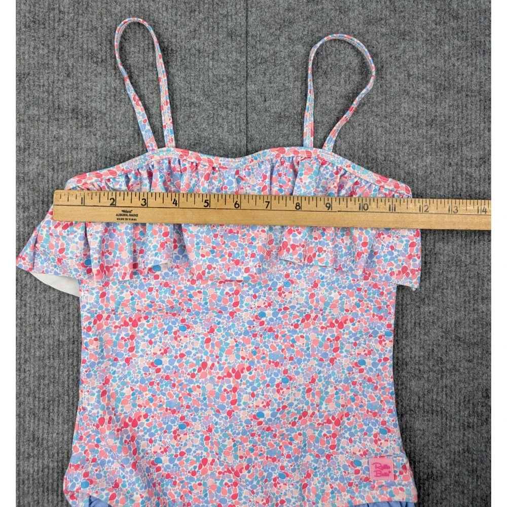 RuffleButts Swimsuit Girls 8 One Piece UPF 50+ Floral Rugged Glitter Shimmer